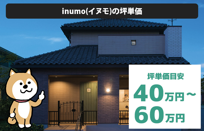 inumo(イヌモ)の坪単価は「40万円から60万円程度」