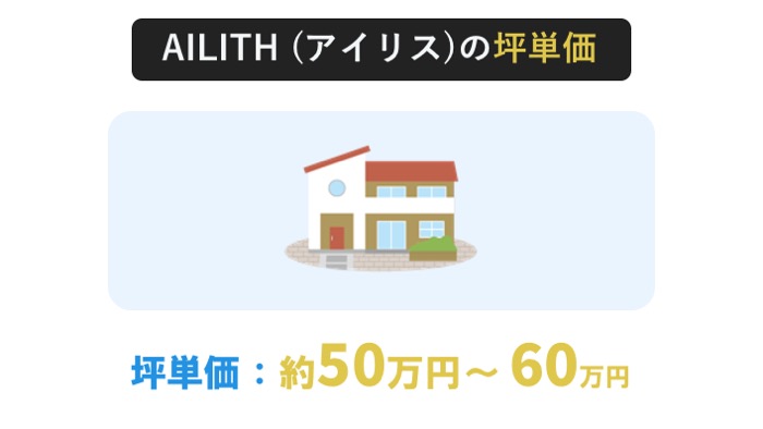 AILITHは坪単価が約50万円から60万円
