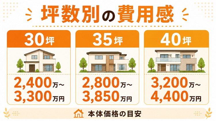 サンヨーホームズの30坪・35坪・40坪の本体価格目安