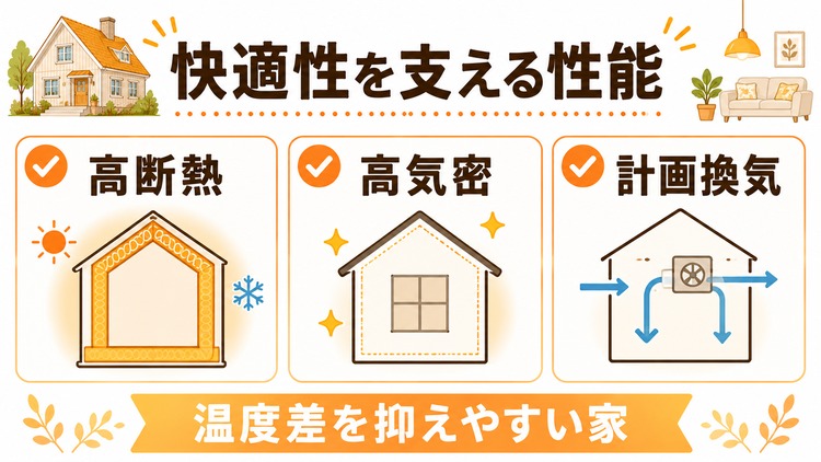 高断熱・高気密・計画換気で快適性を重視